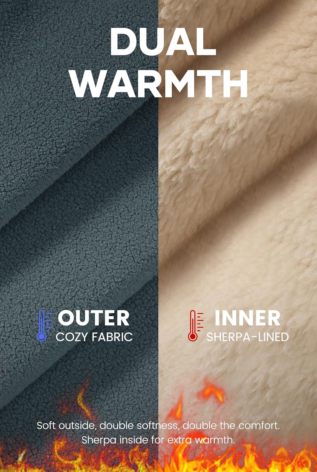 Men's Fleece-Lined Sweatpants Winter Thermal Sherpa Elastic Waistband Joggers (S-2XL) - Image 4