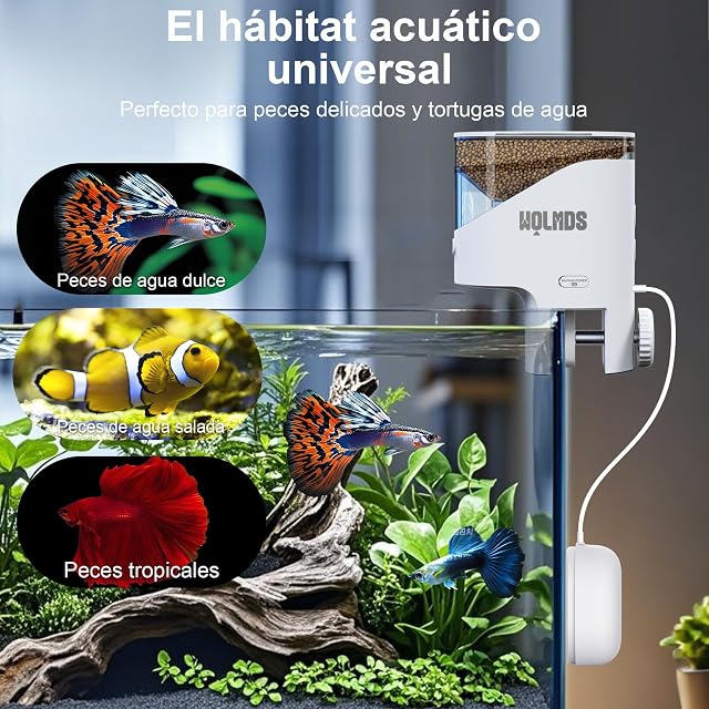 Foto 3 de 8 de Wolmds Alimentador Automático Peces WiFi con Cámara 2.5K HD Visión Nocturna, Dispensador Inteligente App
