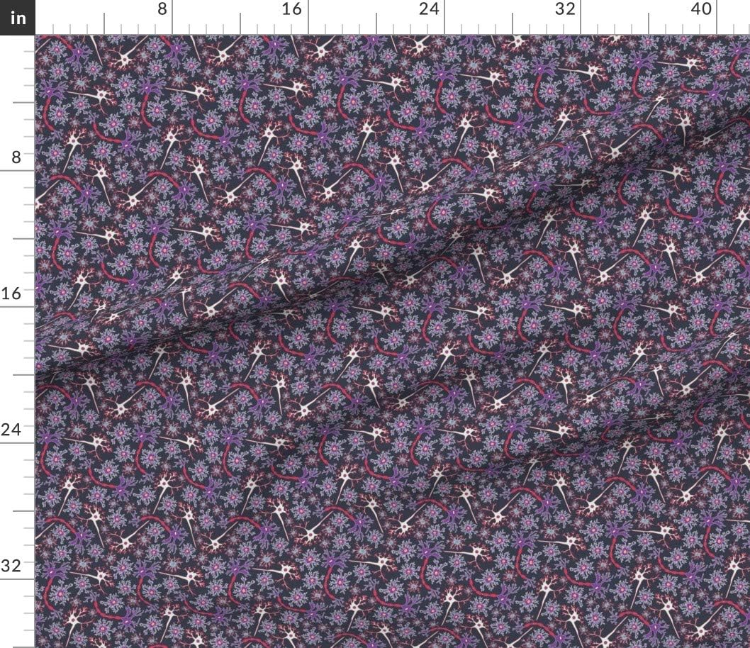 Spoonflower Fabric - Nerd Neurons Cells Geek Science School Printed on Petal Signature Cotton Fabric by The Yard - Sewing Quilting Apparel Crafts Decor
