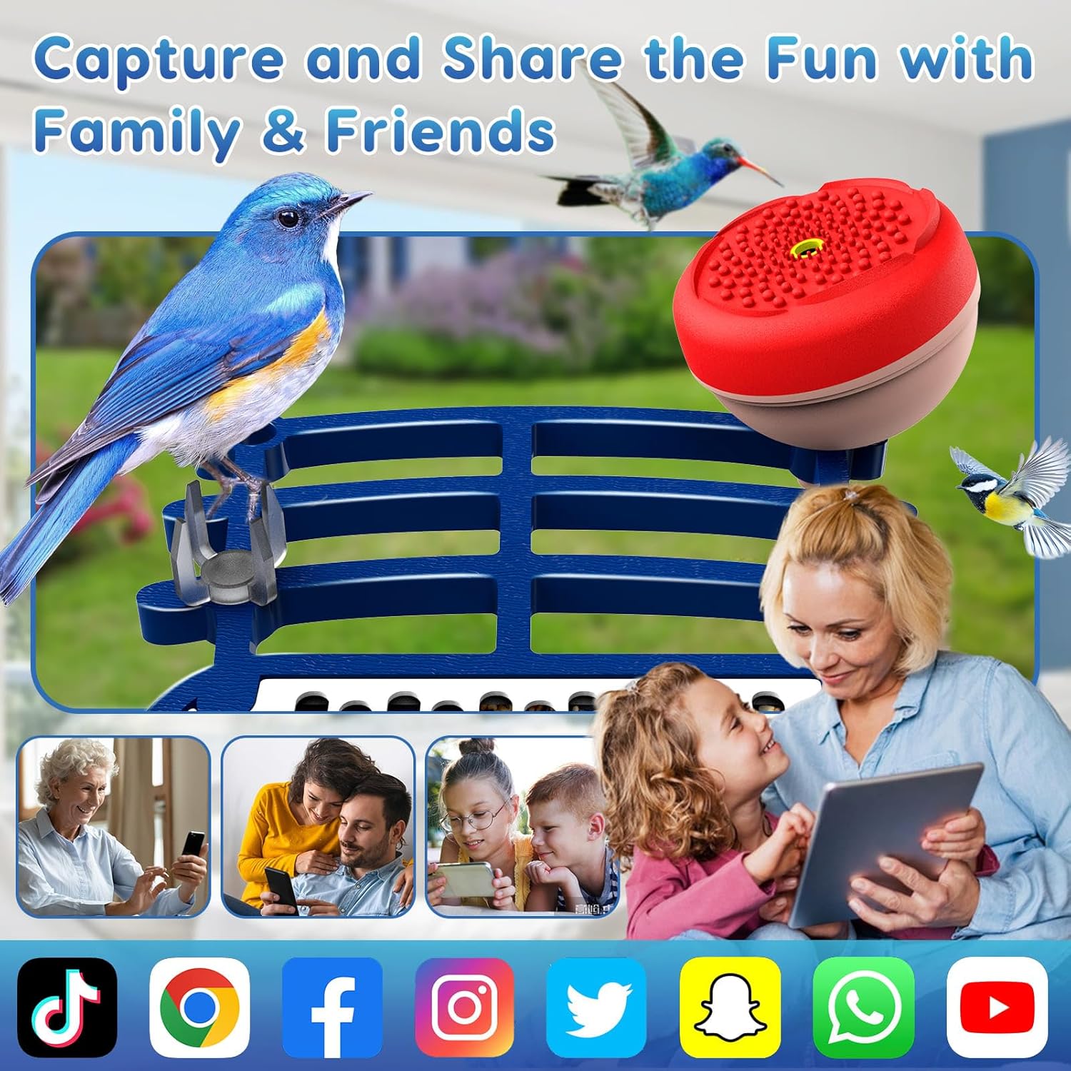 Smart Bird Feeder with Camera, 2.5K HD Bird Feeder Camera with Ai Identify, Auto Capture Videos & Motion Detection, Birdhouse Birdfeeder for Birds Lovers,Famliy,Friends