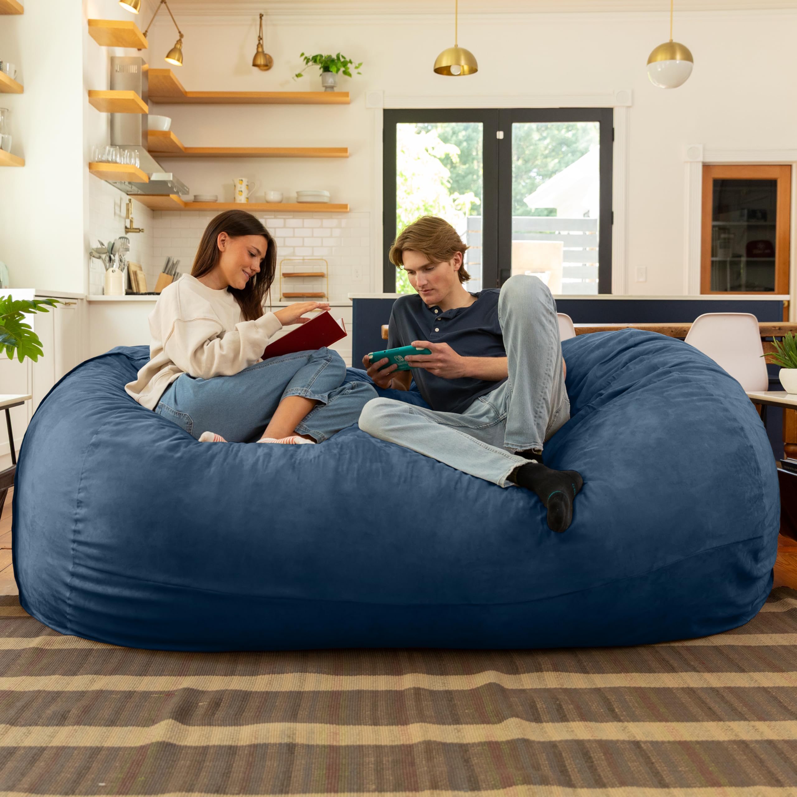 Amazon.com: Jaxx 7 Foot Giant Bean Bag Sofa, Navy : Home & Kitchen