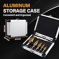 Vista 5 de Step Drill Bit Set, 6Pcs HSS Titanium Step Bits with Automatic Center Punch, 50 Sizes Step Drill Bit for Metal, Wood with Aluminum Case