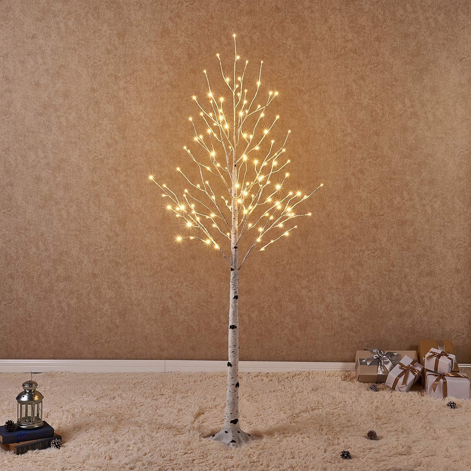 Fudios Lighted Birch Trees Plug in 6FT 96 LED for Christmas?Artificial LED Birch Tree with Lights for Home Holiday Decoration Indoor Outdoor Use Birch Tree 6ft 96led