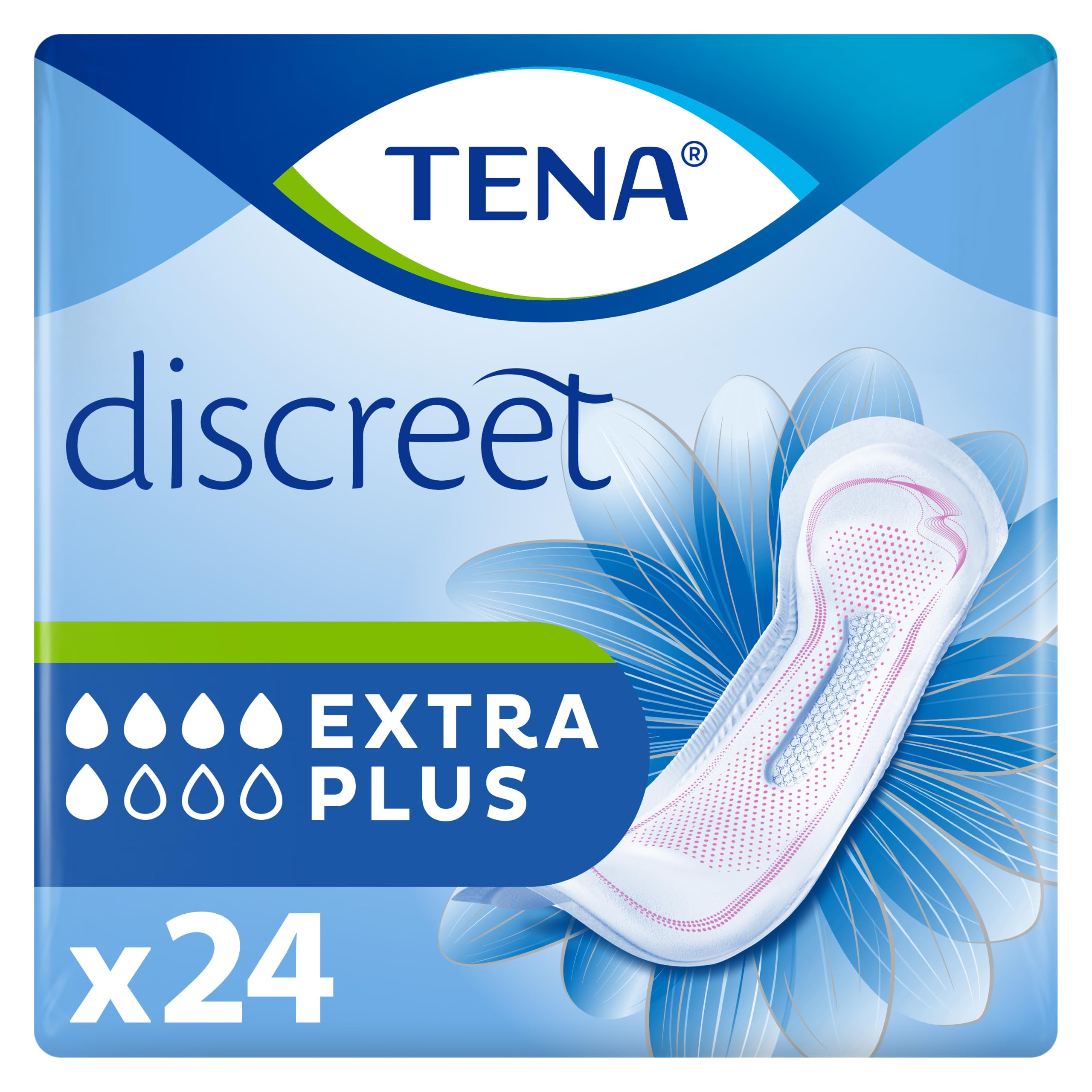 TENA Discreet Incontinence Pads, Extra Plus (24 Count)