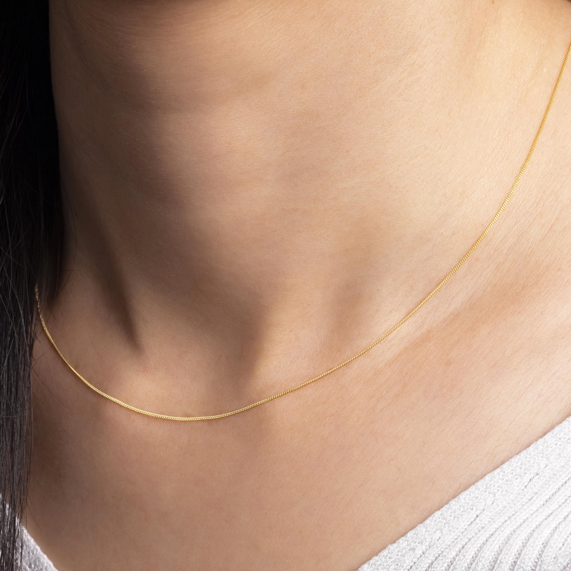 Amberta 14K 18K Echt Goldkette Damen und Herren | Dünne Box Singapur Panzer Echte Gold Kette Halsband 40/45/50 cm