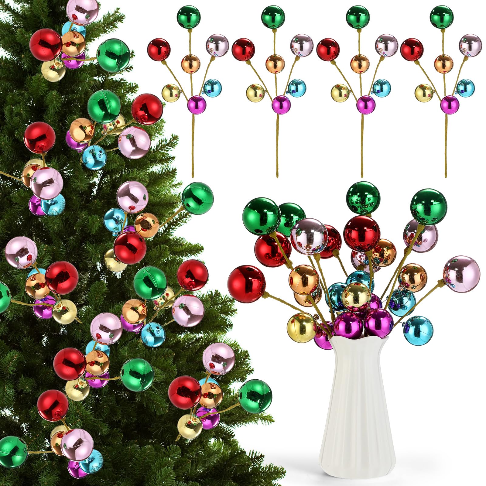 Amazon.com: Suncalla 4 Pcs Christmas Tree Ball Floral Pick and