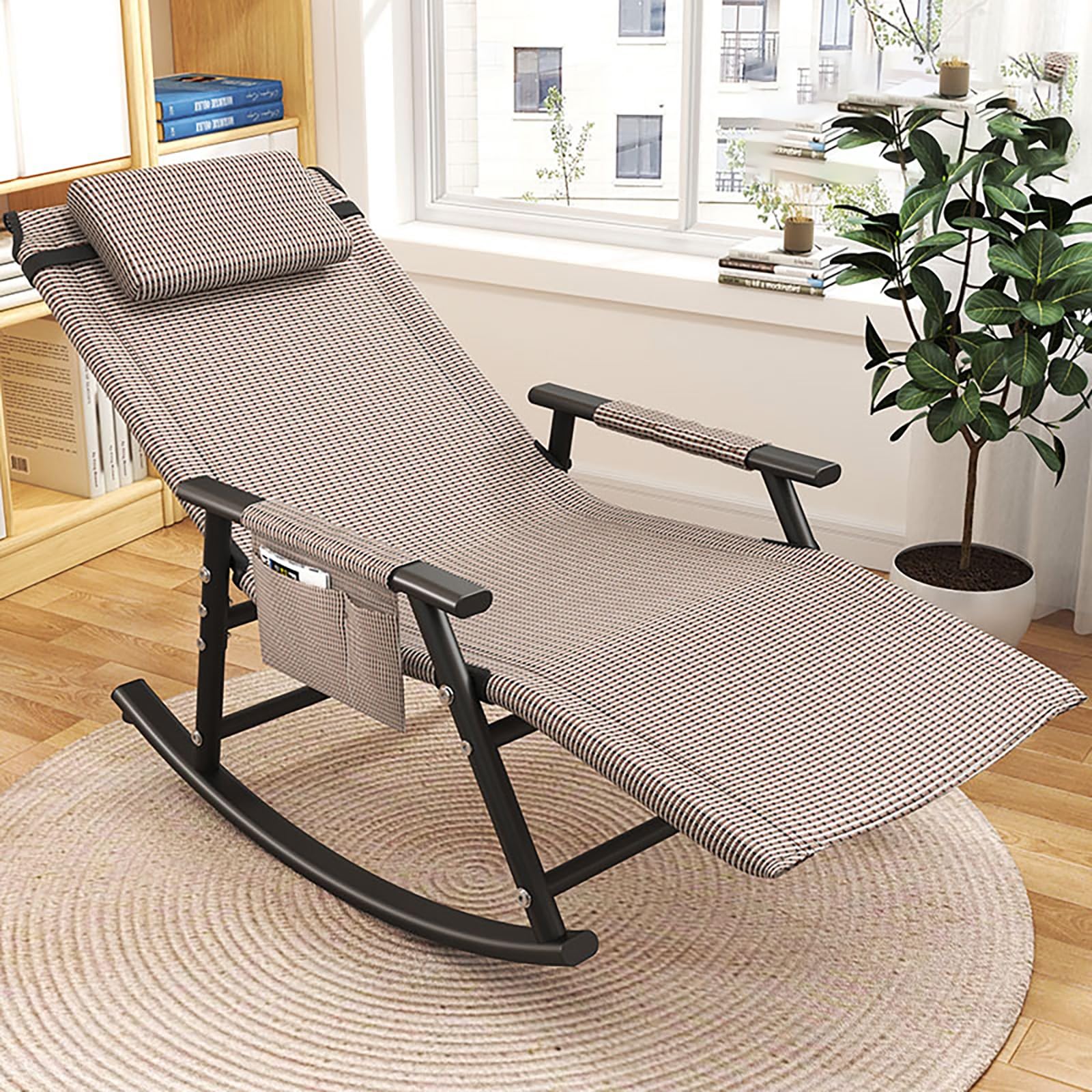 Chaise à bascule d'extérieur pliable camping grand confort et cadre acier