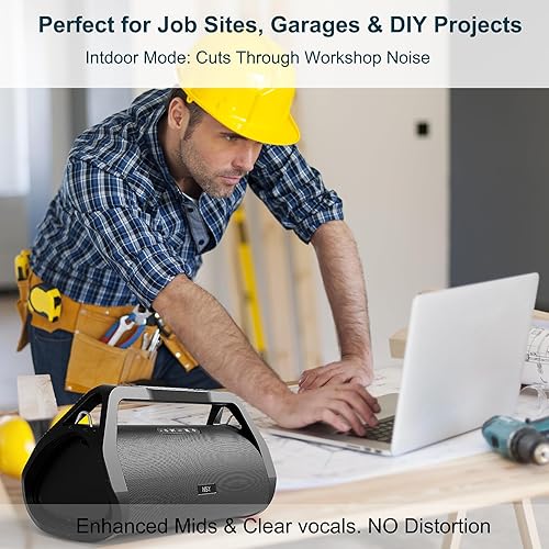 Miniatura 7 de Altavoz Bluetooth Boombox retro, altavoz inalámbrico portátil de 80 W para exteriores con correa y subwoofer, graves intensos, carga rápida de 30 W,