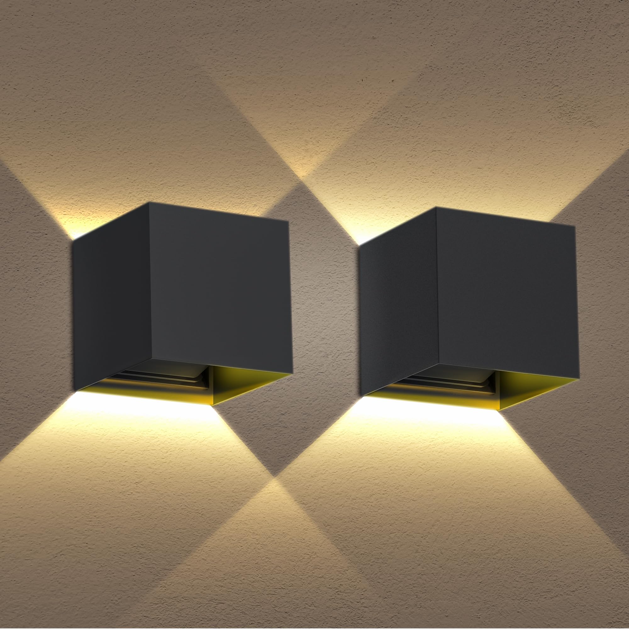 LED Wall Light Set of 2, Black Modern Wall Light Fixtures(Lighting