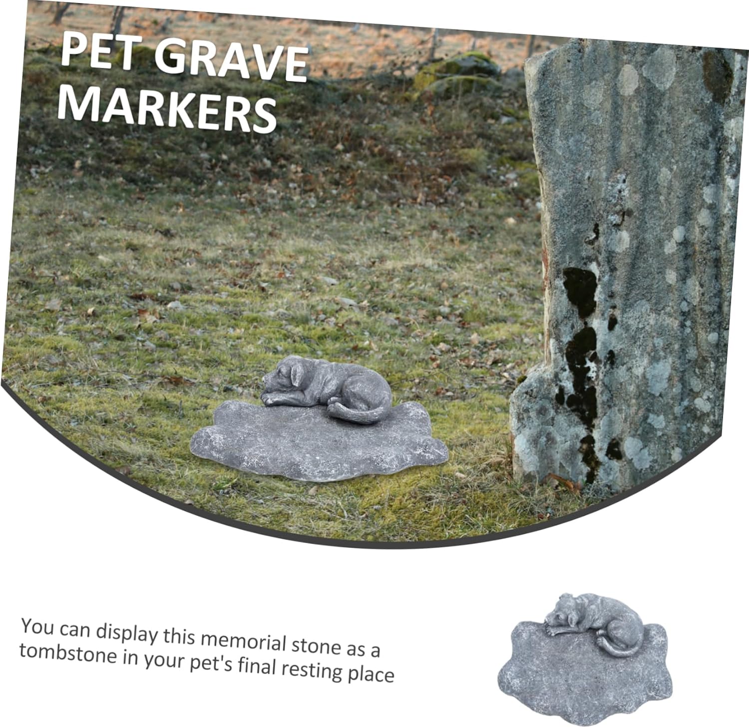 VICASKY Dog Memorial Stone Resin Pet Tombstone Statue for Outdoor Garden Creative Tribute Ornament for Beloved Color with Two Line Engraving