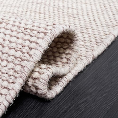 Miniatura 7 de SAFAVIEH Natura Collection - Alfombra de área de 5 x 8 pies, marrón y marfil, lana hecha a mano, ideal para zonas de alto tráfico en sala de estar,