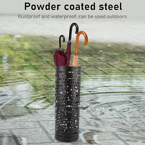 Miniatura 4 de Yosoo Soporte de paraguas de metal negro, diseño hueco que ahorra espacio a prueba de óxido, elegante soporte para paraguas para entrada