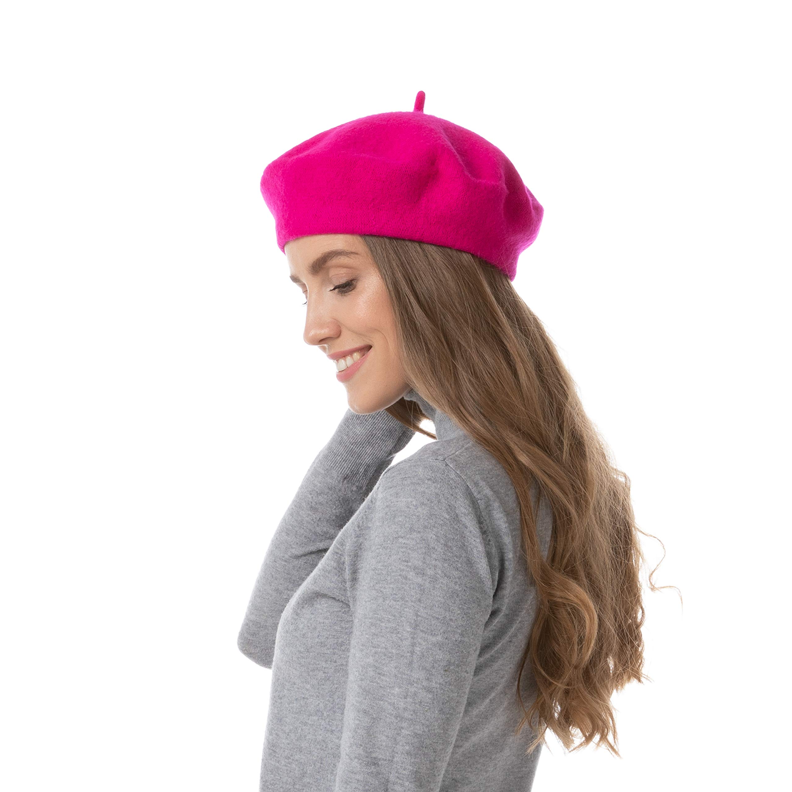 French Style Solid Color Wool Berets Beanies Cap Hats Vintage Hat (Red)