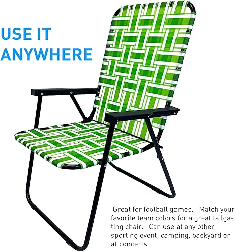 Miniatura 5 de Silla de césped plegable de acero para tumbona de patio, asas de madera, ideal para camping, playa, pesca, patio trasero, estadio, piscina,