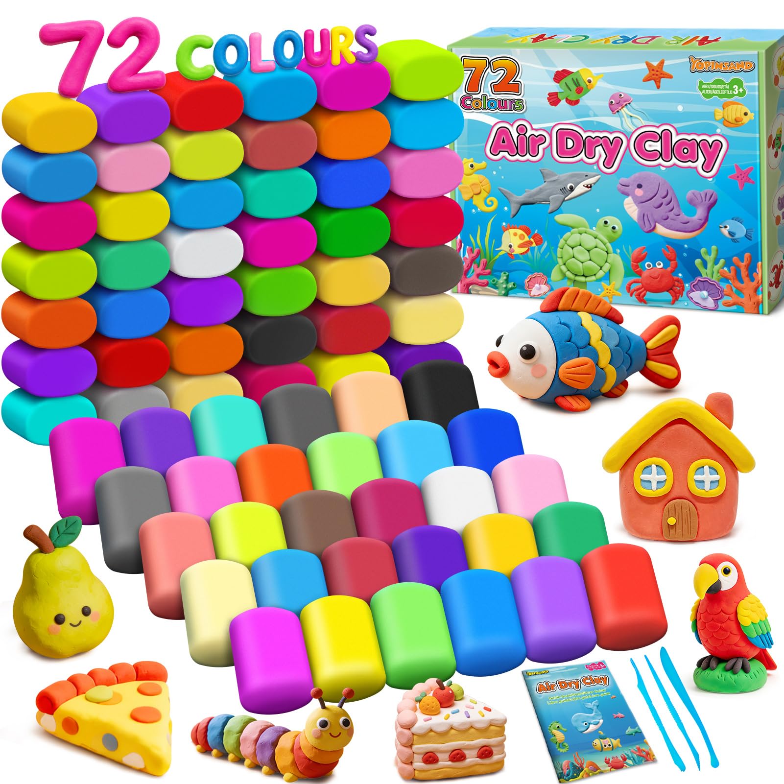 Air Dry Clay 72 Colors, Modeling Clay for Kids, DIY Molding Magic Clay