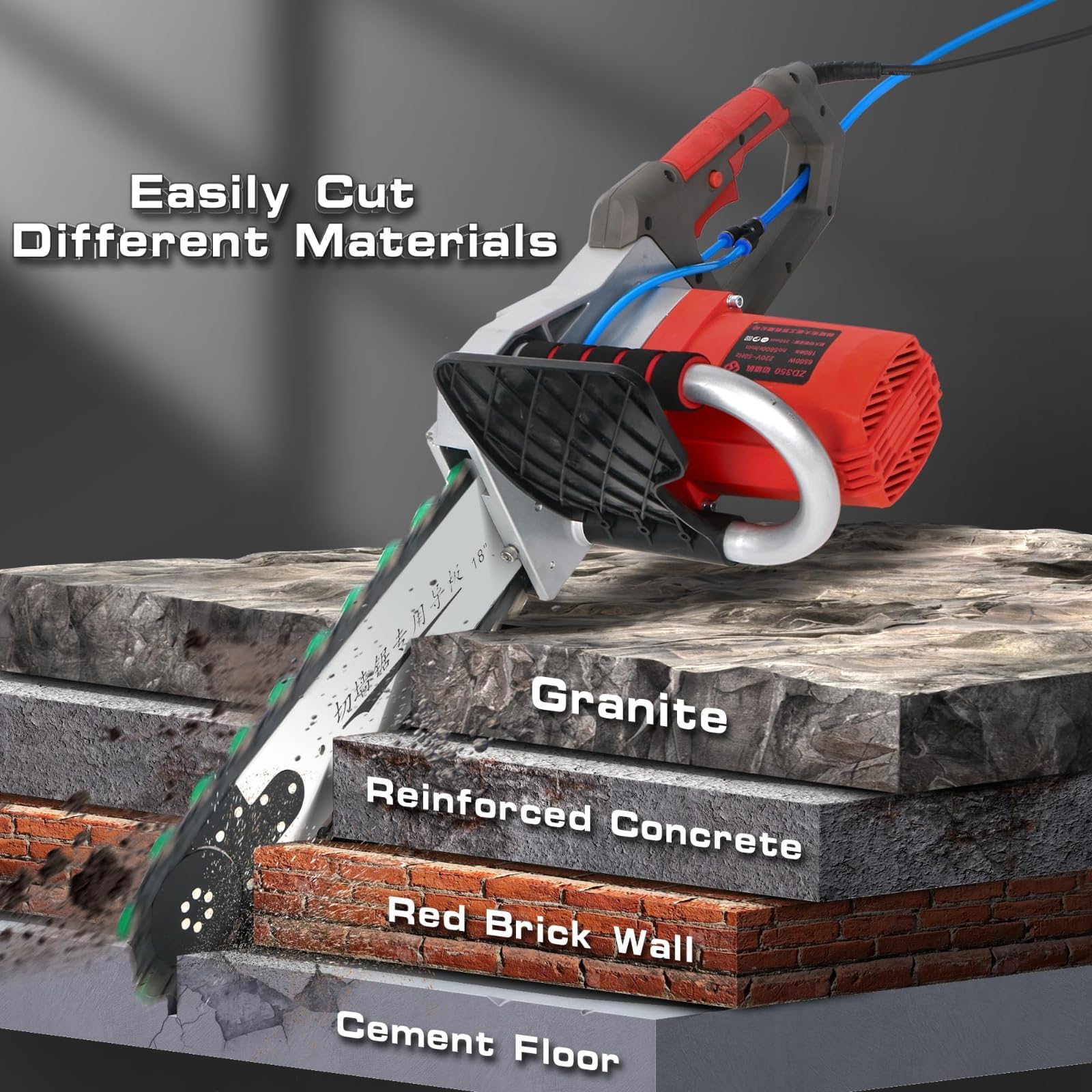 Máquina de corte eléctrica de ranura de pared con supresión de polvo alimentada por agua para ranurar ladrillo, granito, mármol, hormigón, sierra cortadora de hormigón eficiente para trabajos de