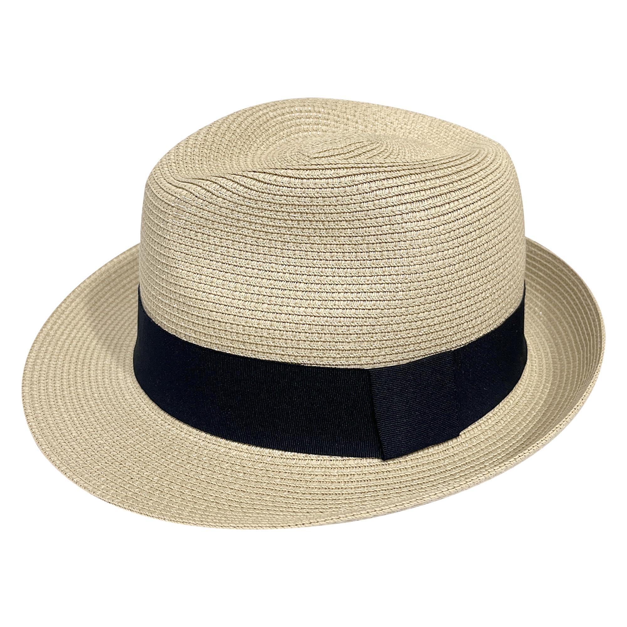 Wildarms Sombrero Fedora de Paja para Mujer, Estilo panamá, Sombrero de Verano con Banda Negra, Ligero y Transpirable