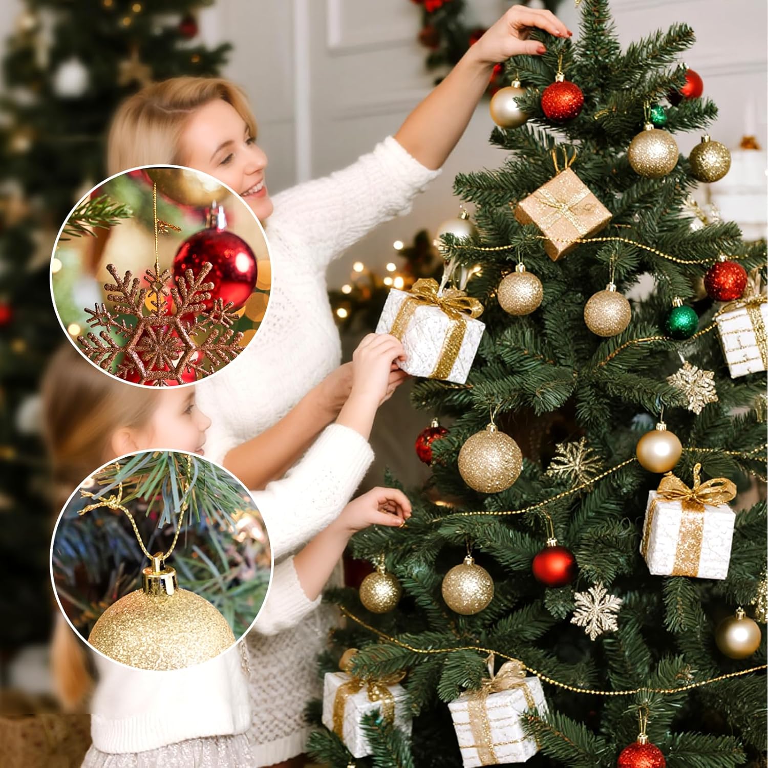 KINGLAKE Gold String Metallic Twine - 1.5mm 328 Feet Gold String for Crafts Christmas String Glitter Decorative Cord for Gift Wrapping Christmas Decorations Tags Ornaments