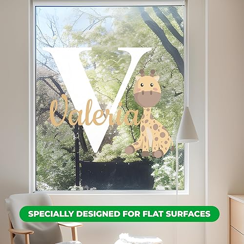 Miniatura 6 de EGD Calcomanías de pared de jirafa con nombre personalizado I Safari Nursery Decor I Kids Calcomanías de pared para niños o niñas dormitorio I