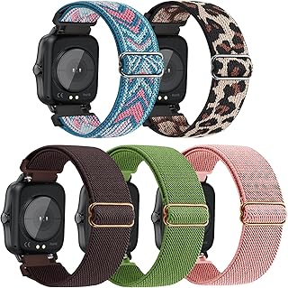 Yeahxing Compatible with Smart Watch P22 T42 Y22 bands,5Packs 20mm watch band Adjustable Nylon Elastic Breathable Quick Releae Soft Replacement Band for Smart Watch ANDFZ T42 T45s T49,KALINCO P22, Donerton P22 P32 P36 P40,Smaiit Y22,WZWNEER BANLVS DXPICR Y20GT Women Men