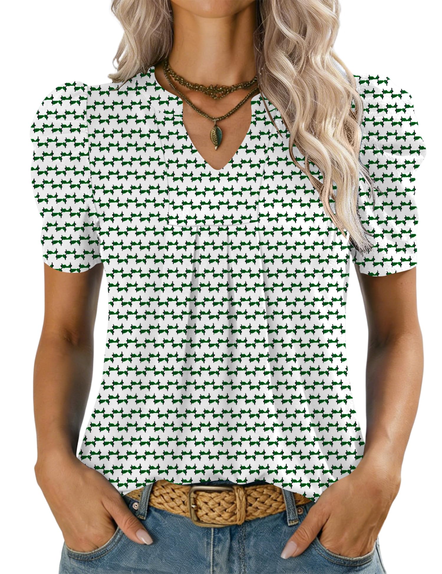 Kistore Bluse Damen V-Ausschnitt Kurzarm Oberteil Sommer T-Shirts Top Locker Lässig Oberteil S-XXL