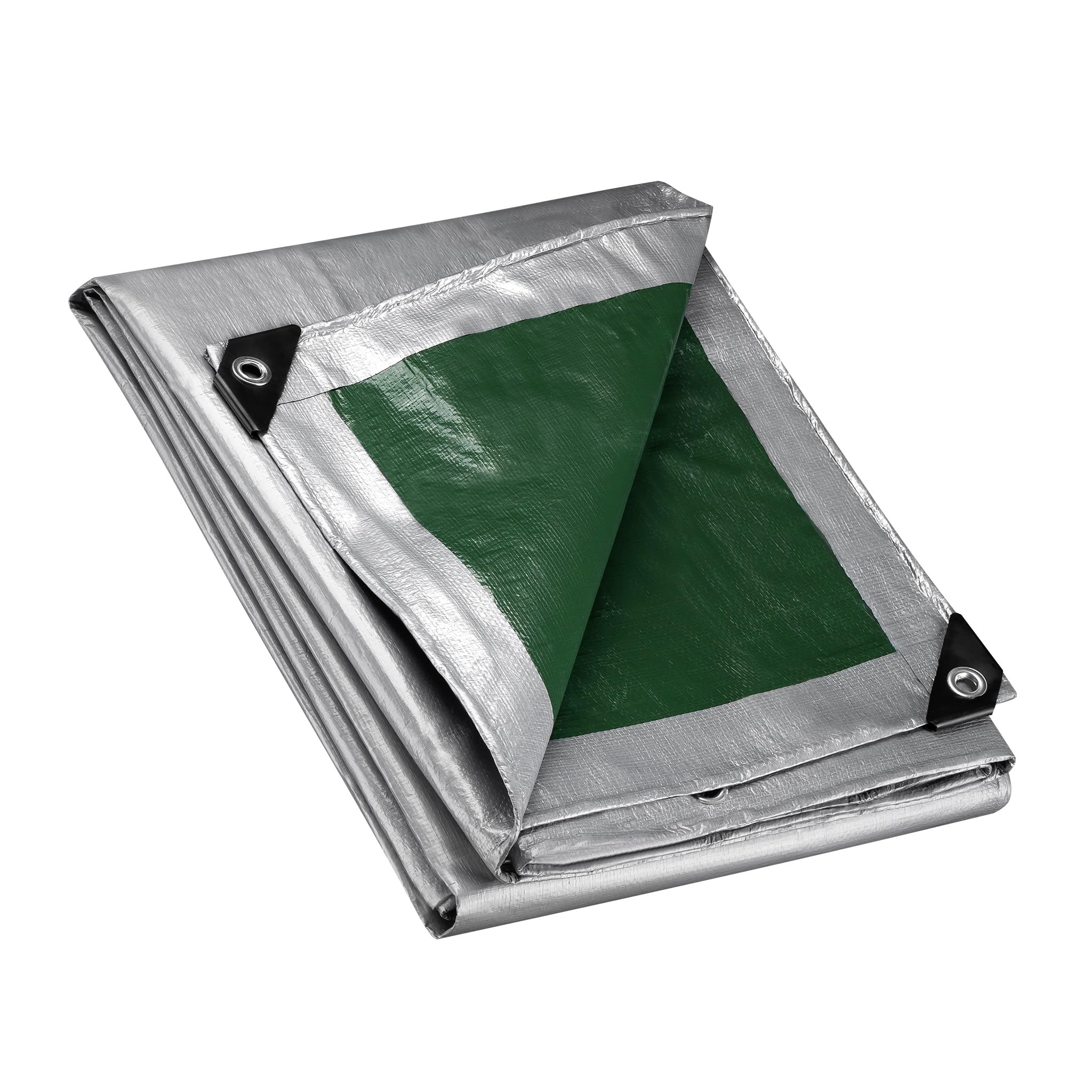Wiltec Bâche de Camion 7 x 6m 120g/​m² Vert/​Gris PE Œillets alu 100cm Haute Protection Vol UV Intempéries Moisi Étanche Solide Haute Résistante Couverture Sécurité routière