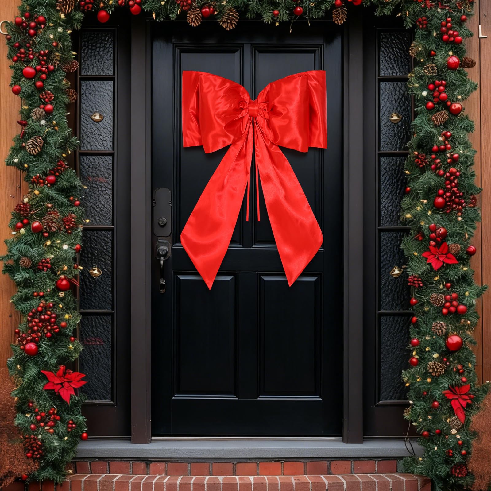 Datanly 30 Inch Giant Car Bow Big Silk Bow for Gift Decor Extra Large Bow with Non Scratch Magnet for Door Car Red Bows for Happy Birthday Sweet Party