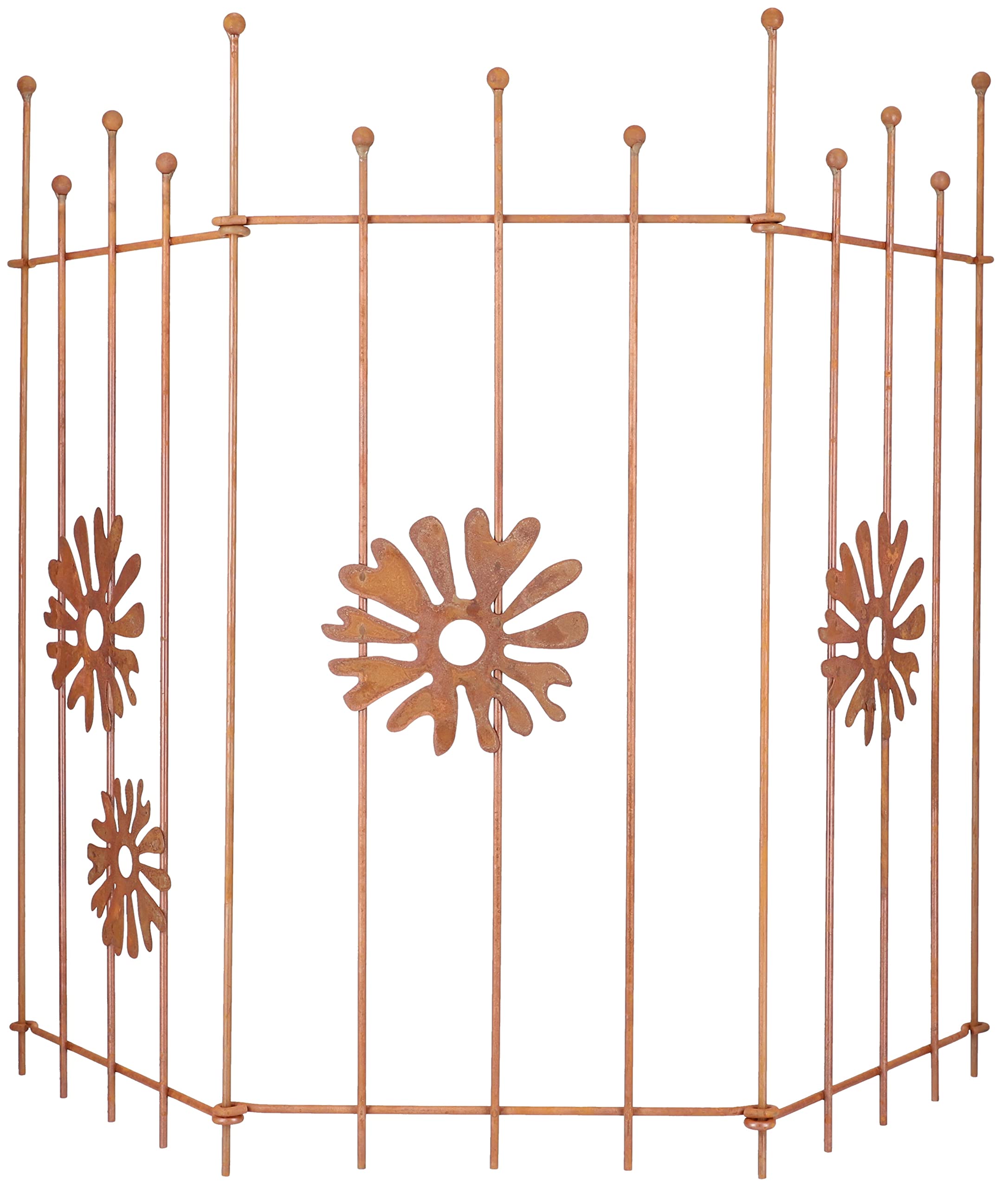 KOTARBAU® Edelrost Gartenzaun Beetzaun Zaunelement 3X | 120 x 46 cm | Rankhilfe Palisade Rost-Dekor Metall-Rankgitter