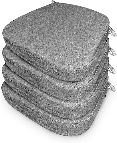 Miniatura 8 de KONROBIN Cojines para silla de comedor con lazos para sillas de comedor de espuma viscoelástica (17 x 16.5 pulgadas), juego de fundas lavables a