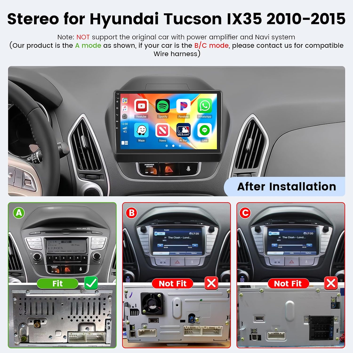 [64G] Android 15 Car Stereo for Hyundai Tucson IX35 2010-2015, Hikity 10.1'' Touchscreen Hyundai Radio Wireless CarPlay Android Auto Bluetooth Mirror Link GPS FM/RDS/EQ SWC Backup Cam