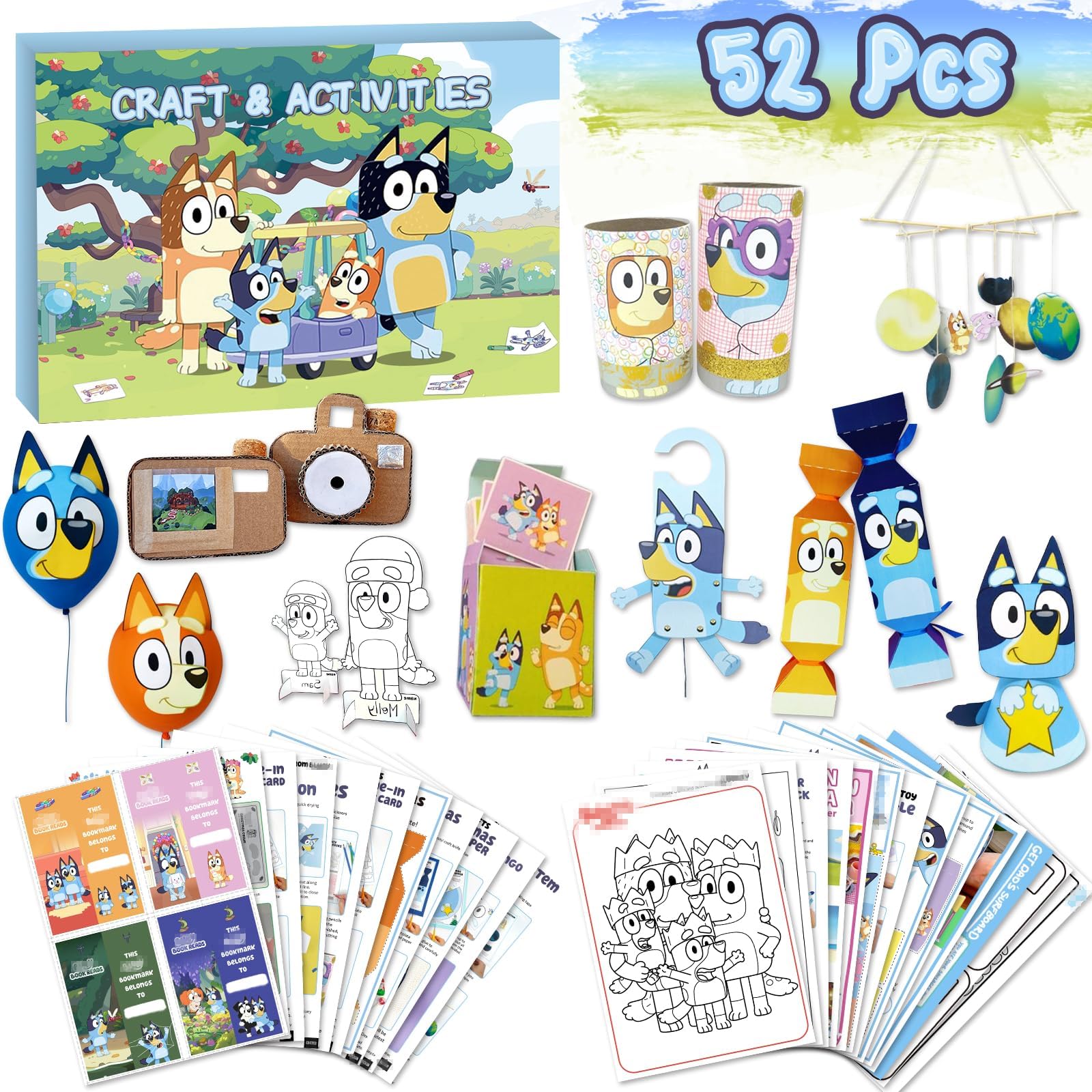 Blue Heeler Arts and Crafts Kits for Kids, 18-in-1 Birthday Gifts Set Crafts Includes Heeler Family Games, Colouring, DIY Activities, Creative Kids Crafts Kit Gifts for 3+ Years Old Girls & Boys