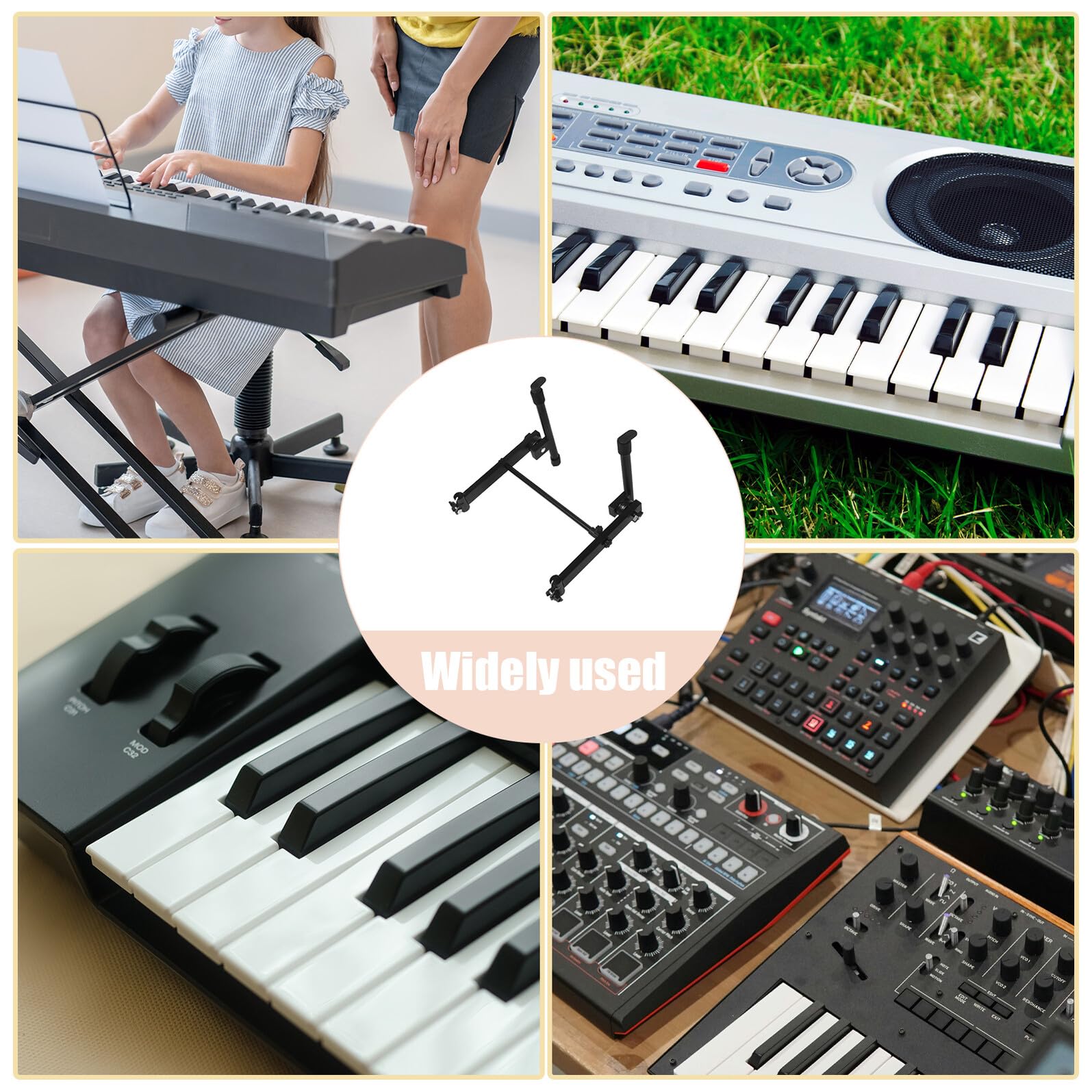 Regulowany Stojak Do Klawiatury z Adapterem Metalowy Podwójny Uchwyt Pianino Cyfrowe z Regulacją Kąta i Stabilny Stojak Instrument Klawiszowy Do Studia Sceny i Domu