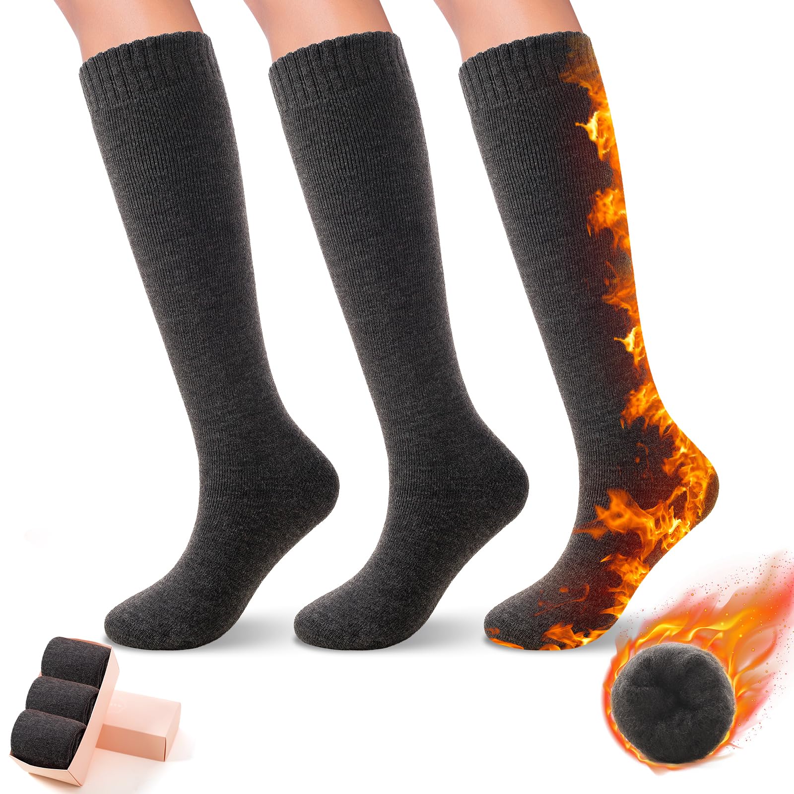 HUGSWEET Beheizte Thermosocken für Damen, extrem kaltes Wetter, Winter, warm, weich, gemütlich, mit Geschenkbox