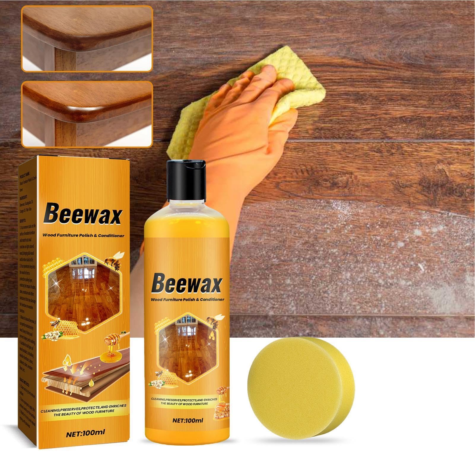 Agente Lucidante Per Mobili - 100ML Detergente Dor Pavimenti beewaxs, Lucidante Naturale Per Mobili, LucidantePer Legno A Lunga Durata Per Rimuovere Impronte Digitali, Tavoli, Battiscopa