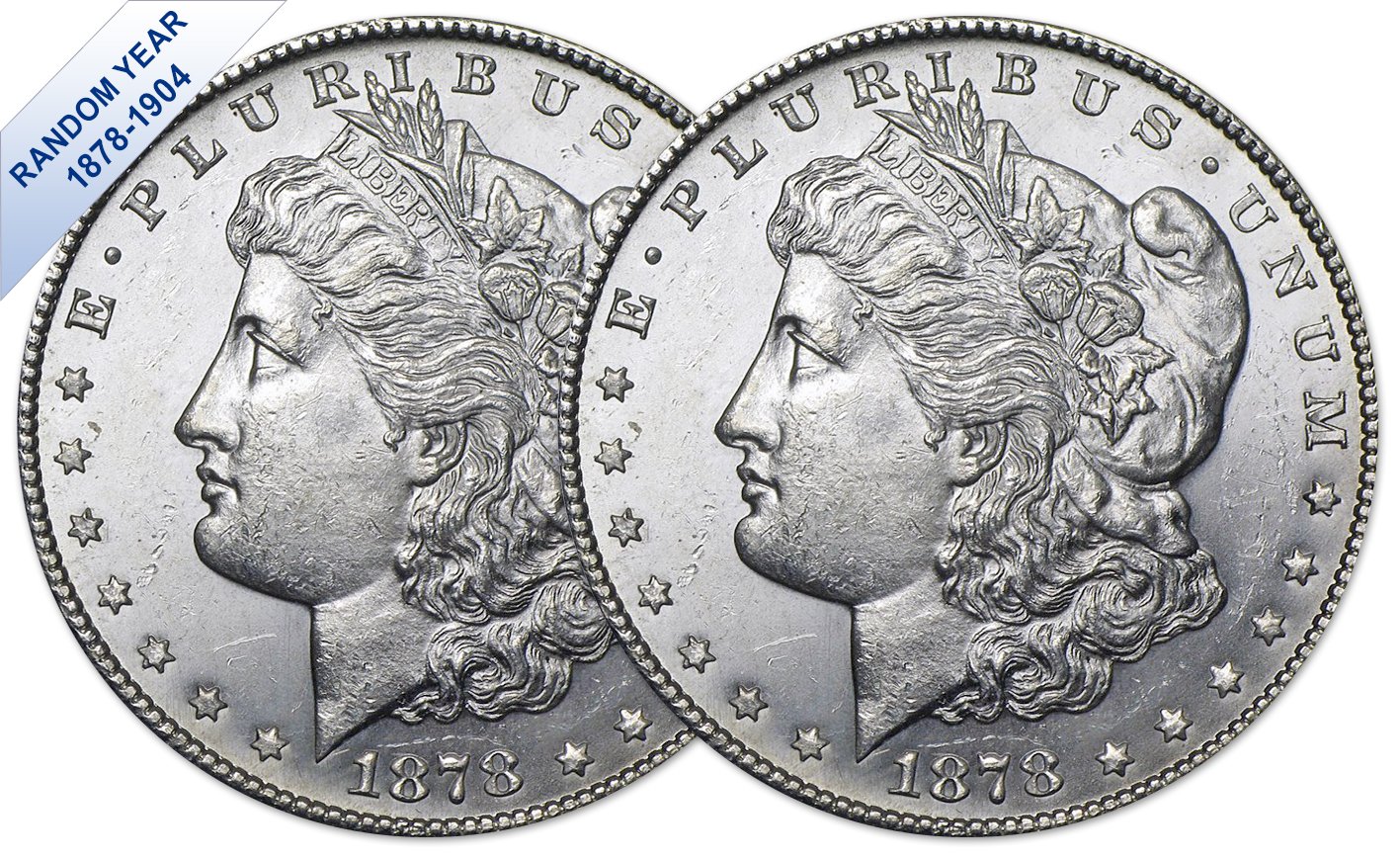 (1878-1904) Morgan Silver Dollar (BU) Two Coins Brilliant Uncirculated