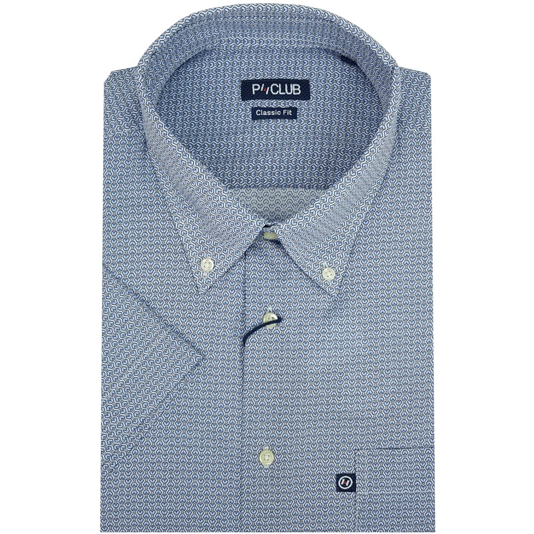 Rionero - Camicia Uomo Manica Corta in Puro Cotone Taglie Forti con Taschino 3XL 4XL Fantasia Botton Down