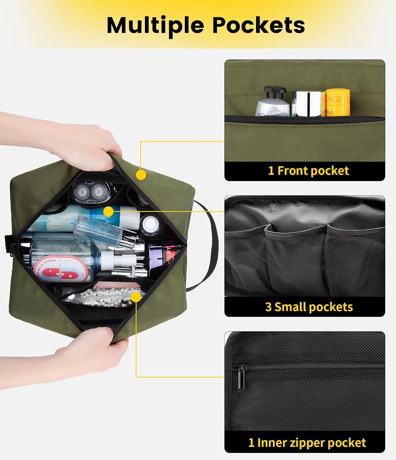  Water Resistant Travel Toiletry Bag for Men - Large & Green thumbnail