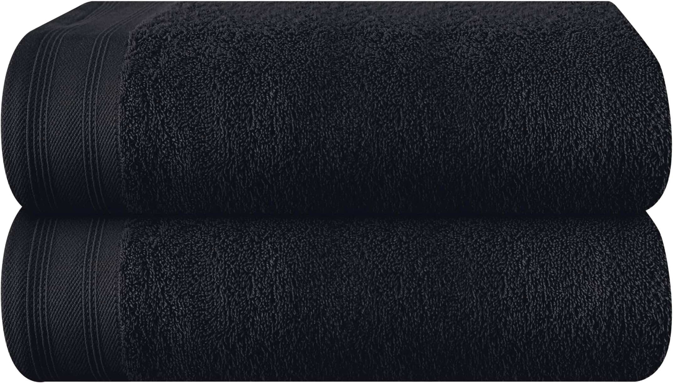 Cotton 2 Pack Oversized Bath Towel Set 28x55 inches, Large Bath Towels, Ultra Absorbant Compact Quickdry & Lightweight Towel, Ideal for Gym Travel Camp Pool - BlackOEKO-TEX STANDARD 100