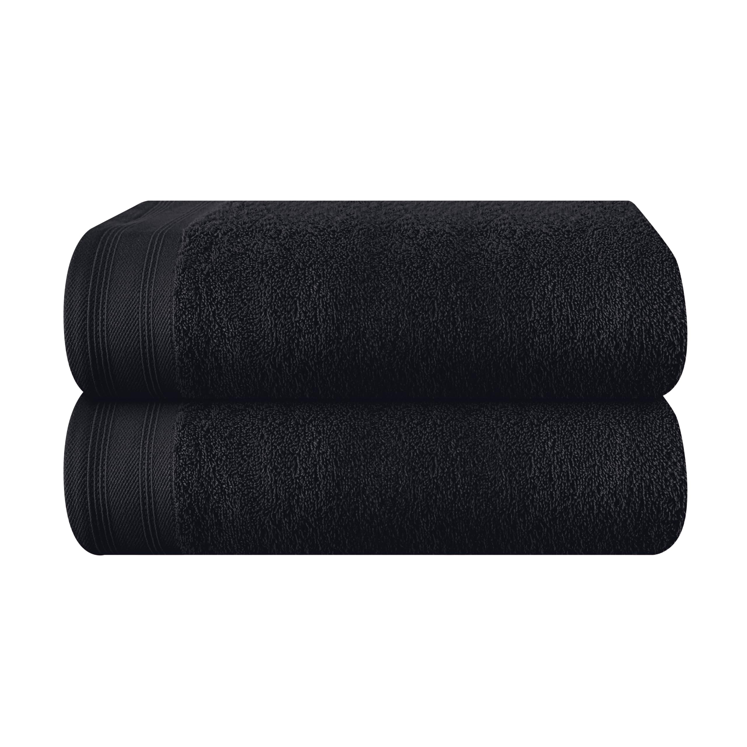 Cotton 2 Pack Oversized Bath Towel Set 28x55 inches, Large Bath Towels, Ultra Absorbant Compact Quickdry & Lightweight Towel, Ideal for Gym Travel Camp Pool - BlackOEKO-TEX STANDARD 100