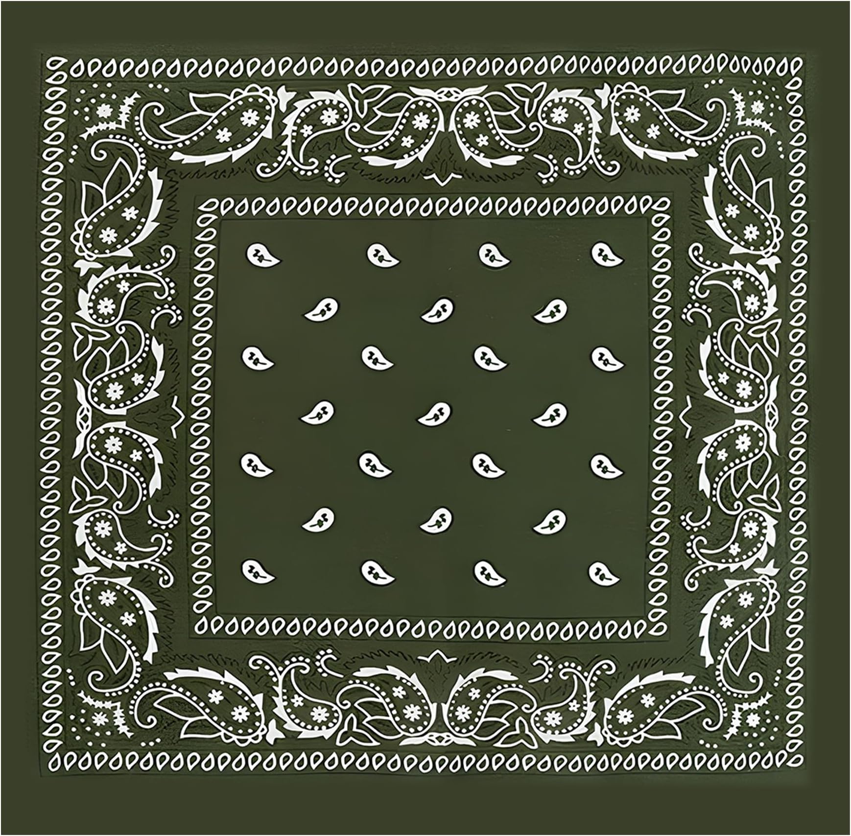 Bandana Cotton Unisex Head Scarf Wide Headband Lightweight, Breathable Fashion Accessory for Riding, Hiking, Fishing, Cycling, Outdoor Activities, Olive, 54cm