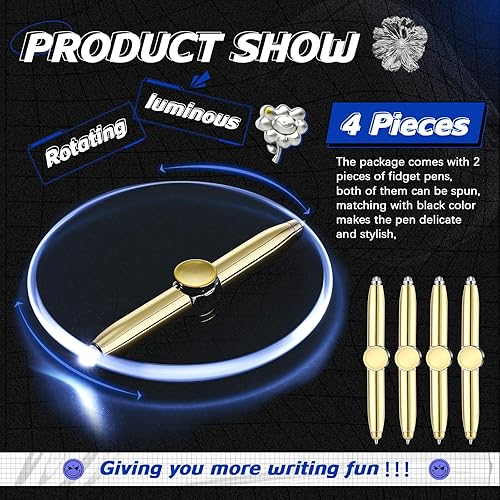 Miniatura 4 de 4 bolígrafos giratorios con luz LED, multifuncional, para aliviar la ansiedad, reductor de estrés, bolígrafo giratorio antiestrés y ansiedad, regalo