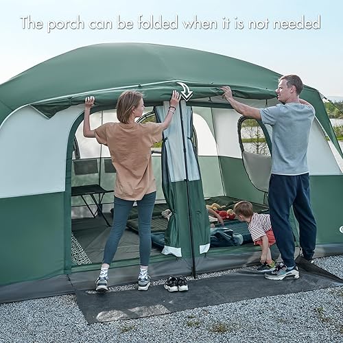 Miniatura 8 de PORTAL Tienda de campaña familiar para 8 personas con porche, tiendas de campaña resistentes a la intemperie con lluvia, tiendas de campaña grandes