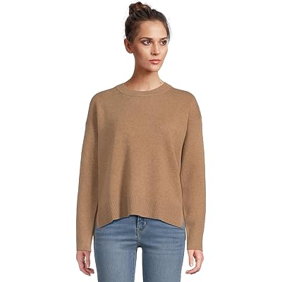 L.L.Bean Wicked Soft Cotton/Cashmere Crewneck Sweater camel brown heather