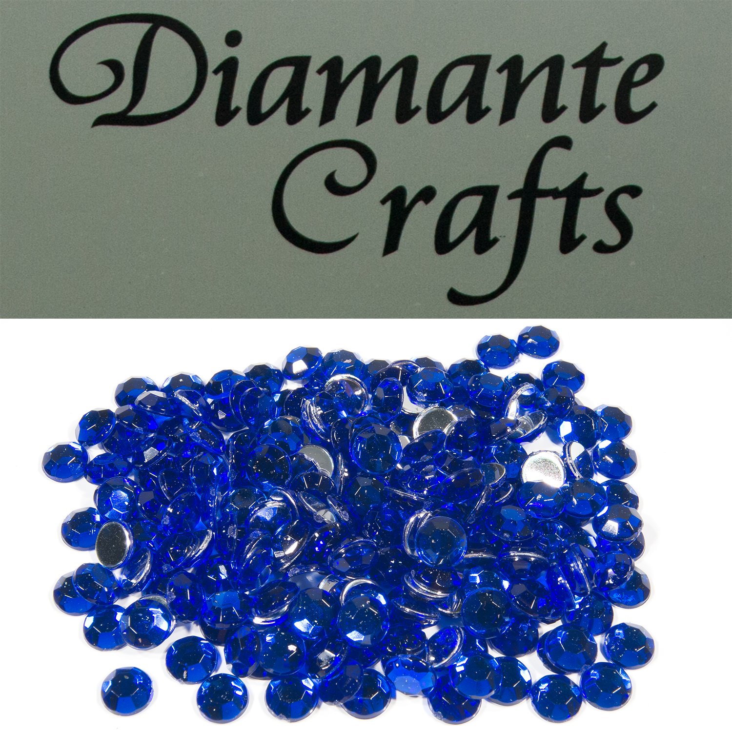 Diamante Crafts Blue 200 X 6Mm Dark Diamante Loose Round Flat Back Rhinestone Craft Gems Created Exclusively