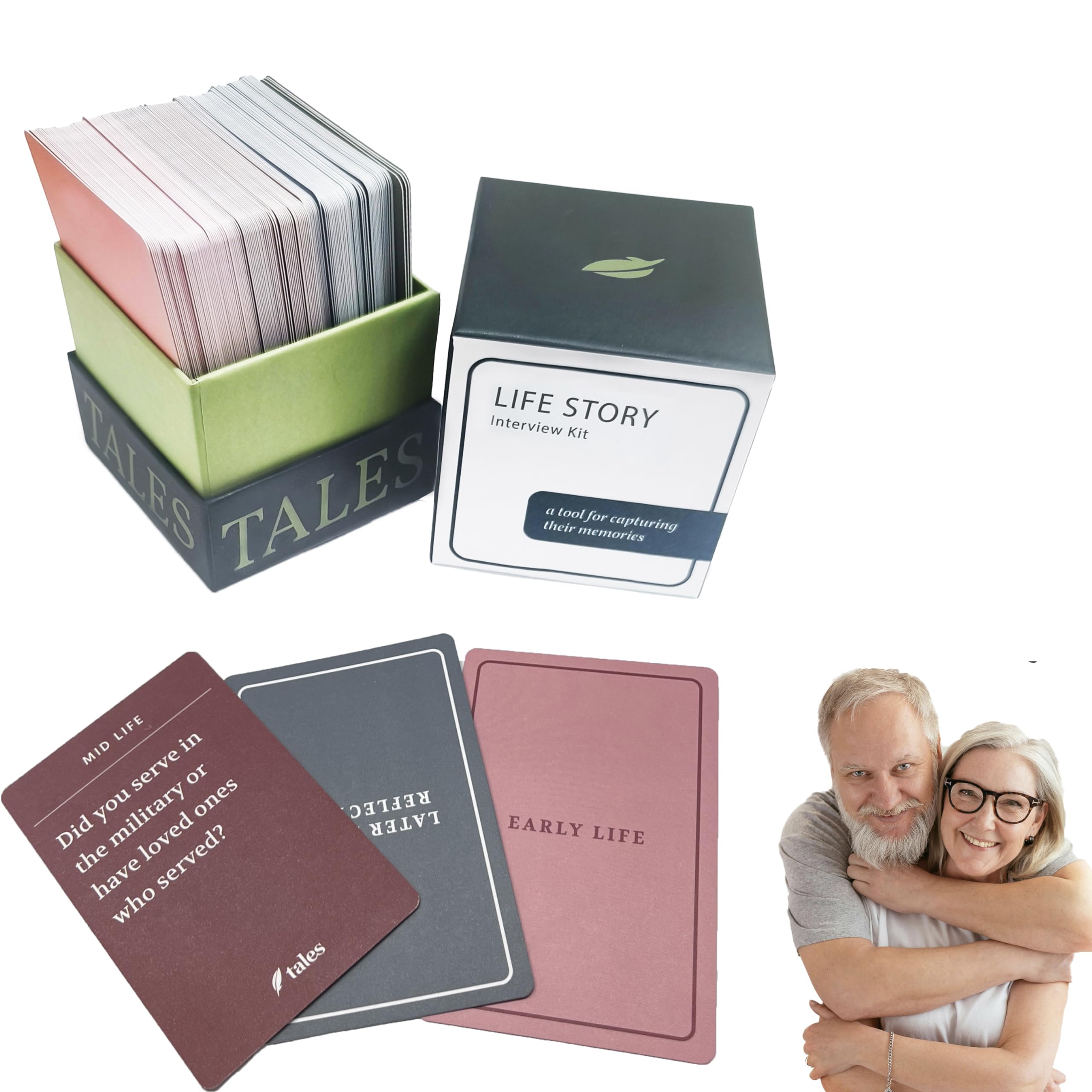 150 Life Story Interview Kit Cards,Life Story Interview Kit,Memory Sharing Game for Family Night,Get to Know Parents for Family Game Night with Curated Question Cards -Pictionary Game for Family