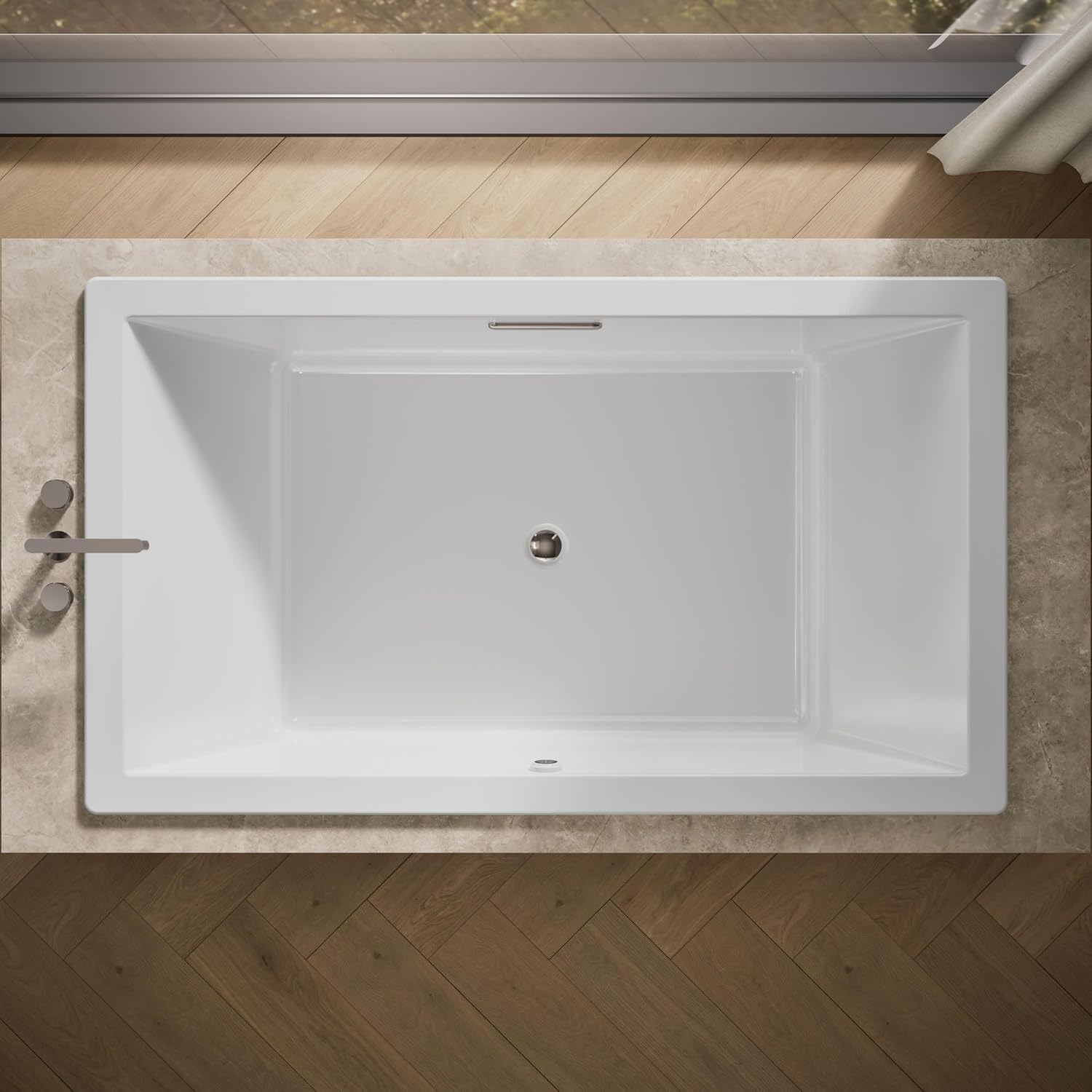 Kohler 1137-W1-0 Underscore® 72" x 42" drop-in bath with Bask® heated surface, White