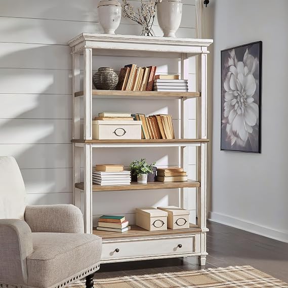 Signature Design by Ashley Realyn 75 Bookcase with Drawer, White/Brown