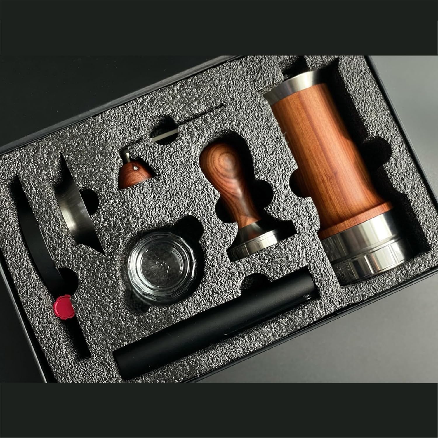 portable manual espresso maker tamper stainless steel coffee bean press precise pressure control home office outdoor use professional barista commercial settings labor saving