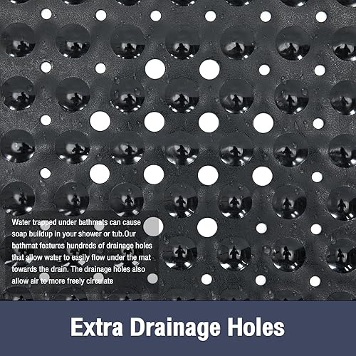 Miniatura 7 de Tapete negro extra largo para bañera antideslizante, suave para bañera de 40 x 16 pulgadas, tamaño matrimonial, tapete para bañera y ducha con