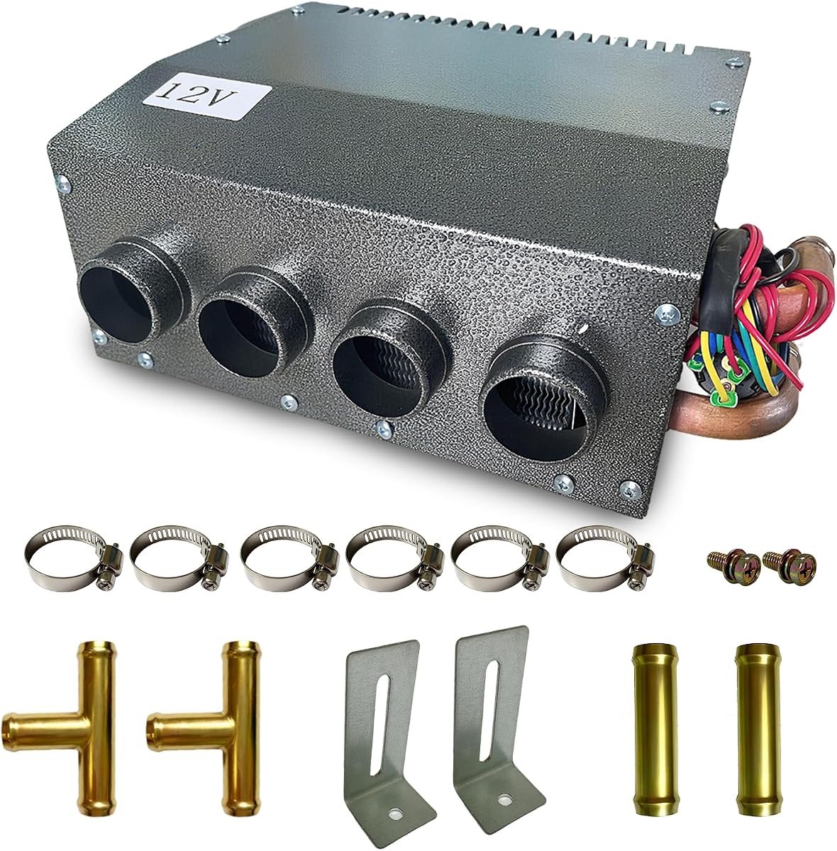XuSha Hydronic Heater 12V 4 Front Vents, Compact Design, Portable Assembly Mountable Switch 3-Speed Fan 80 CFM Airflow 8500 BTU of Heat, fits for Car/Truck/Boat/RV